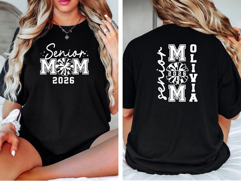 Custom Senior Cheer Mom Tee Shirt 2026, Custom Cheerleader Senior Shirt CHE0011