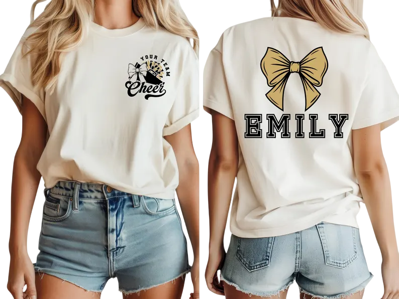 Custom Cheer Shirt, Custom Cheerleader Tee with Team & Name, Cheer Squad Spirit Shirt CHE0001