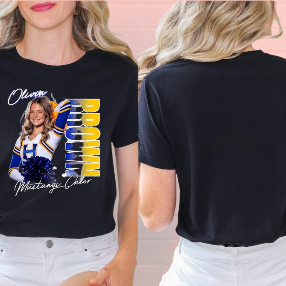 Custom Photo Cheer TShirt, Custom Cheerleader Shirt CHE0010