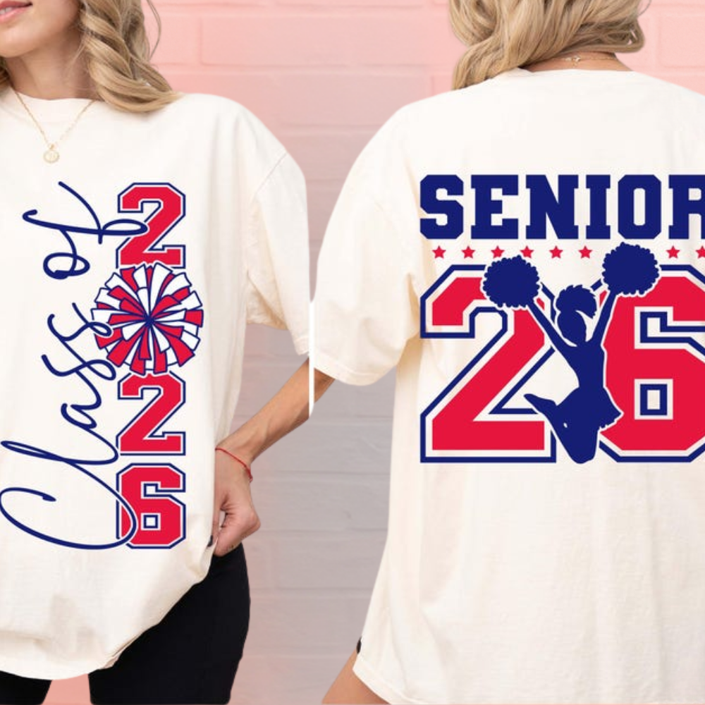 Custom Senior Cheer TShirt 2026, Custom Graduate Cheer Shirts CHE0007