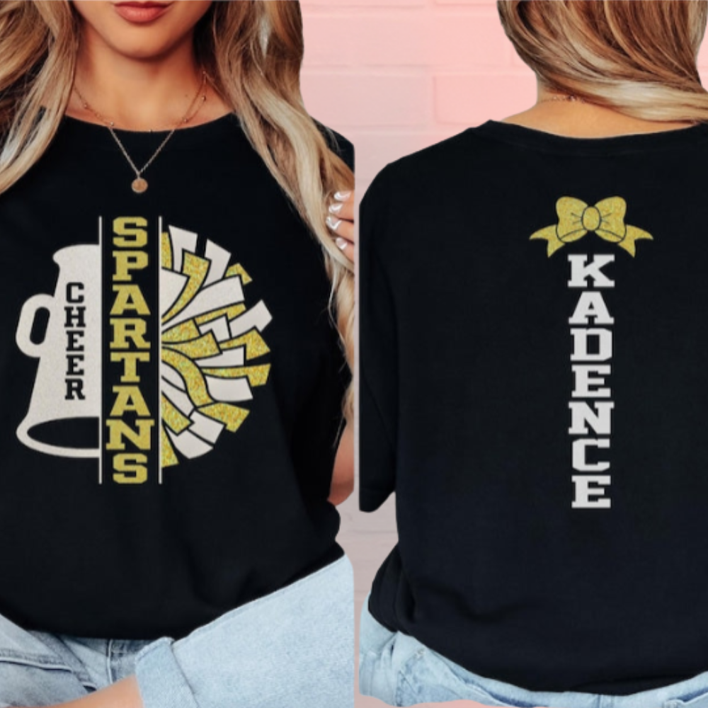 Custom Glitter Cheer Tee Shirt, Custom Cheer Shirt CHE0016