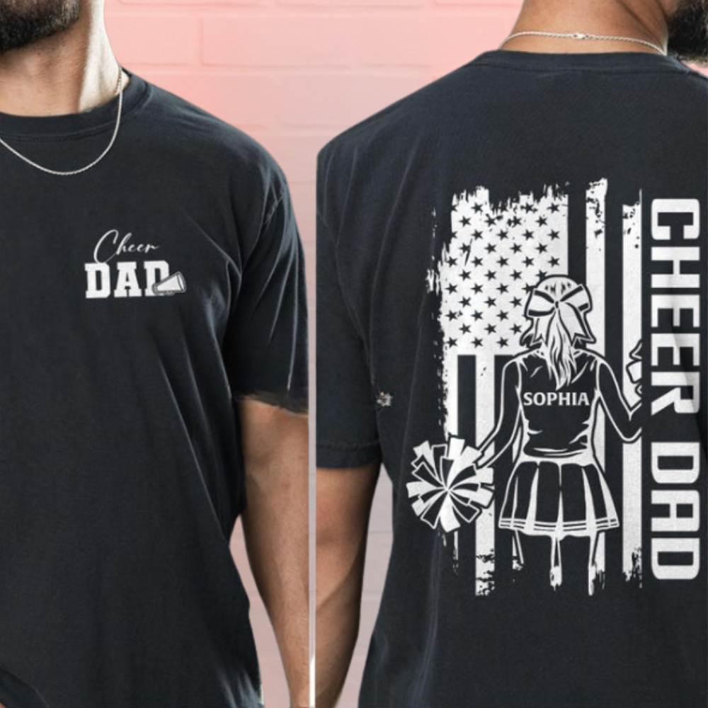 Custom Kids Name Cheer Dad T-Shirt, Custom Cheer Dad Shirt CHE0015