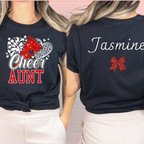 Custom Glitter Cheer Aunt Tee Shirt, Custom Cheer Aunt Shirt CHE0014